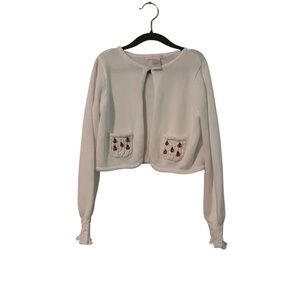 Janie & Jack Girl's White Long Sleeve Ladybug Cardigan Size 6